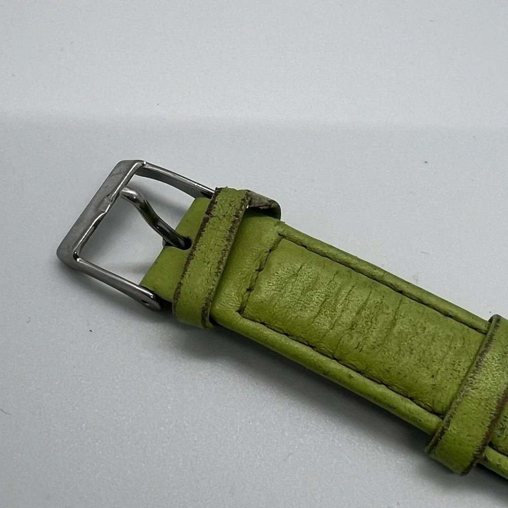 Disney Parks Time Works Tinkerbell Watch Womens Child Lime‎ Green Leather Band